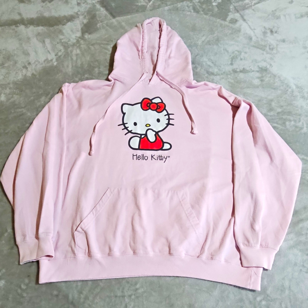Hello Kitty Sanrio Pink Pullover Hoodie Sweatshirt Adult XL Bioworld Graphic